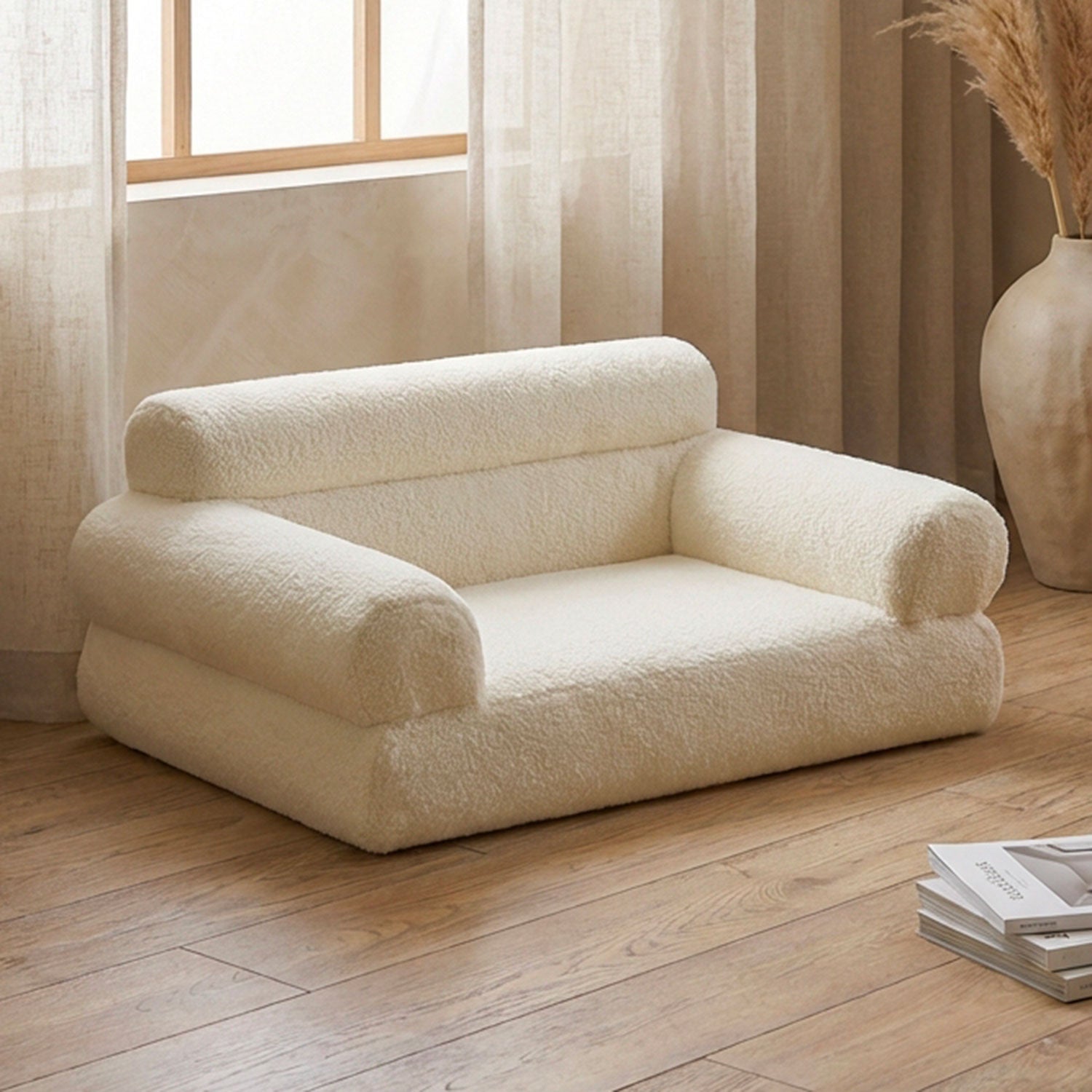 Canapé pour chien et chat Titou 50x80 Tissu Bouclette Crème