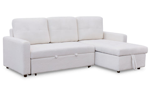 Canapé d'angle convertible Toledo Tissu Bouclette Crème