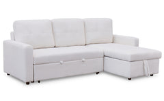 Canapé d'angle convertible Toledo Tissu Bouclette Crème