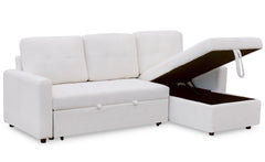 Canapé d'angle convertible Toledo Tissu Bouclette Crème
