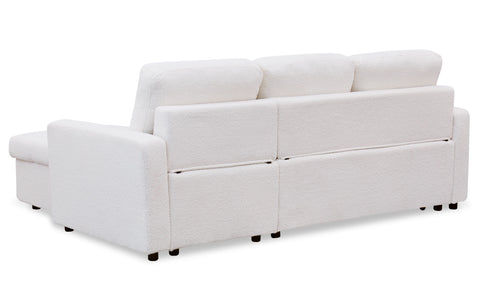 Canapé d'angle convertible Toledo Tissu Bouclette Crème