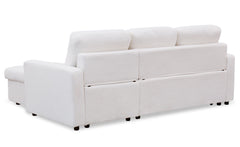 Canapé d'angle convertible Toledo Tissu Bouclette Crème