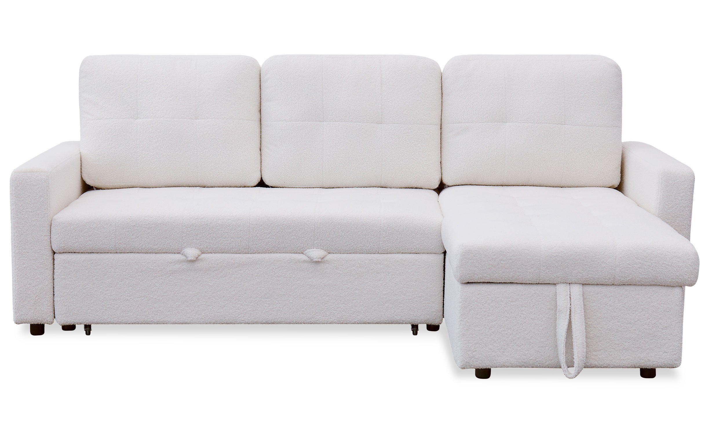 Canapé d'angle convertible Toledo Tissu Bouclette Crème