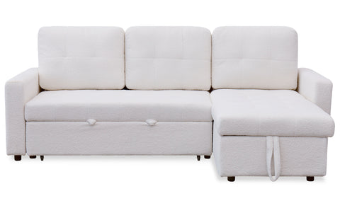Canapé d'angle convertible Toledo Tissu Bouclette Crème