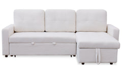 Canapé d'angle convertible Toledo Tissu Bouclette Crème