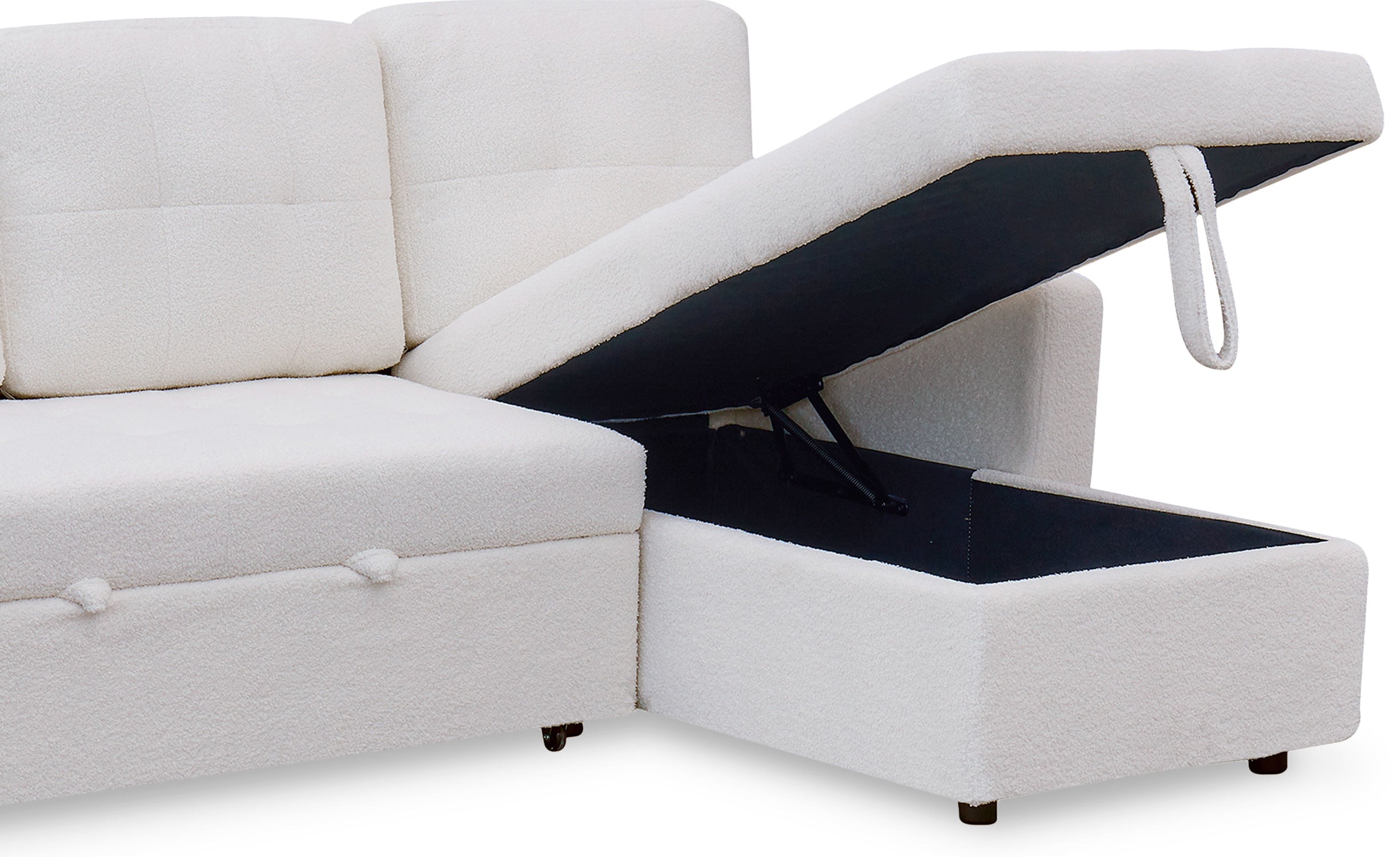 Canapé d'angle convertible Toledo Tissu Bouclette Crème