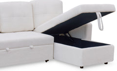 Canapé d'angle convertible Toledo Tissu Bouclette Crème