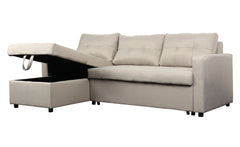 Canapé d'angle convertible Arida en tissu beige