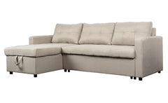 Canapé d'angle convertible Arida en tissu beige