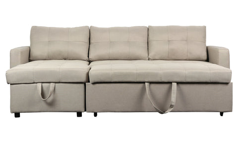 Canapé d'angle convertible Arida en tissu beige
