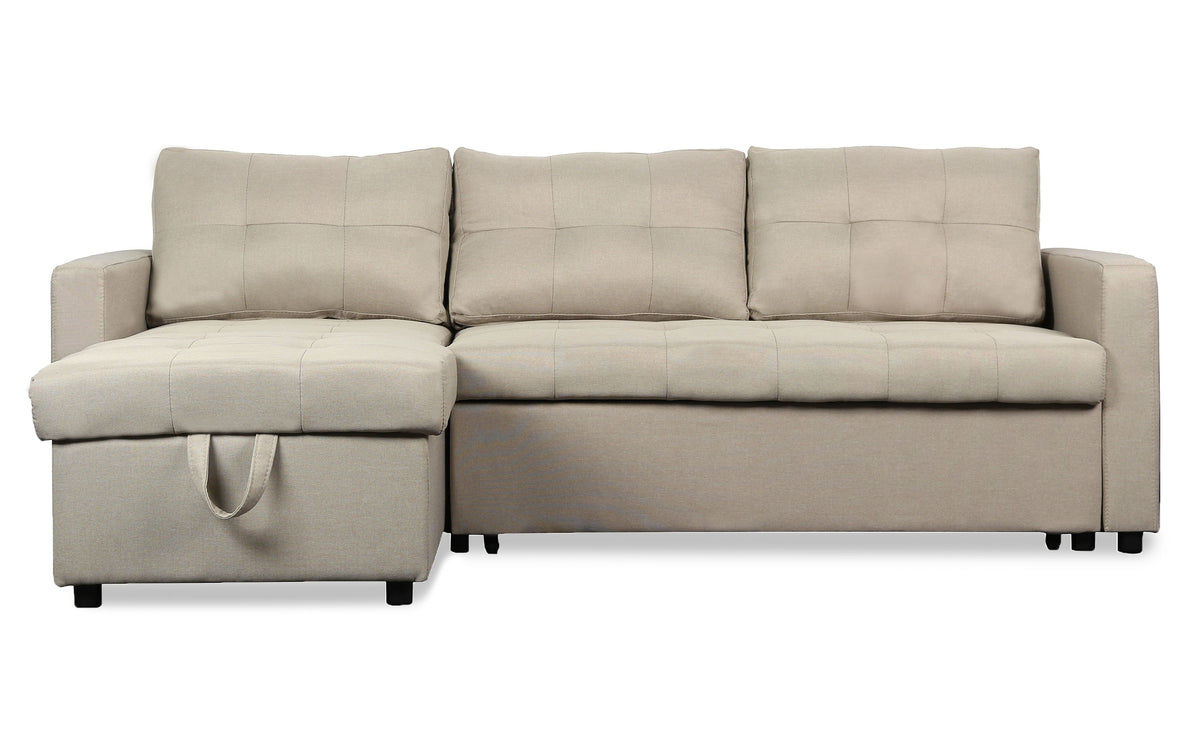 Canapé d'angle convertible Arida en tissu beige