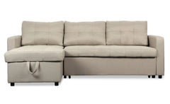 Canapé d'angle convertible Arida en tissu beige