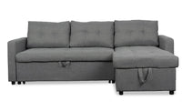 Canapé d'angle convertible en tissu gris avec rangement