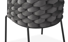 Lot de 4 chaises design au dossier arrondi style maillage Tricotane Velours Gris et Métal Noir