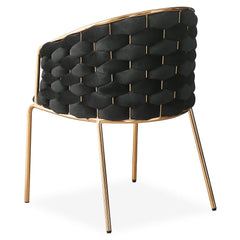 Lot de 2 chaises design au dossier arrondi style maillage Velours Noir et Métal Or