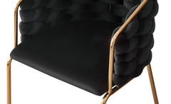 Lot de 2 chaises design au dossier arrondi style maillage Velours Noir et Métal Or