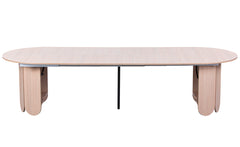 Table ronde extensible japandi 310cm Cavelna avec rallonges intégrées bois clair