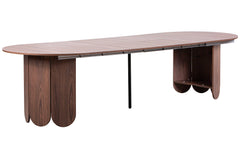 Table extensible ronde japandi 310cm Cavelna bois noisette rallonges intégrées