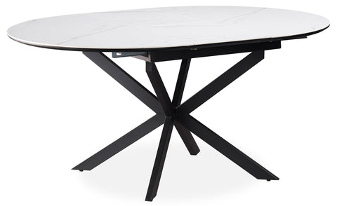 Table extensible Tyrese 160cm pieds en étoile et plateau effet marbre Blanc
