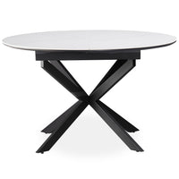Table extensible 160 cm avec pieds étoile et plateau céramique effet marbre blanc