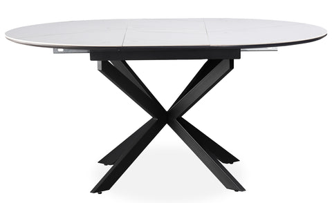 Table extensible Tyrese 160cm pieds en étoile et plateau effet marbre Blanc