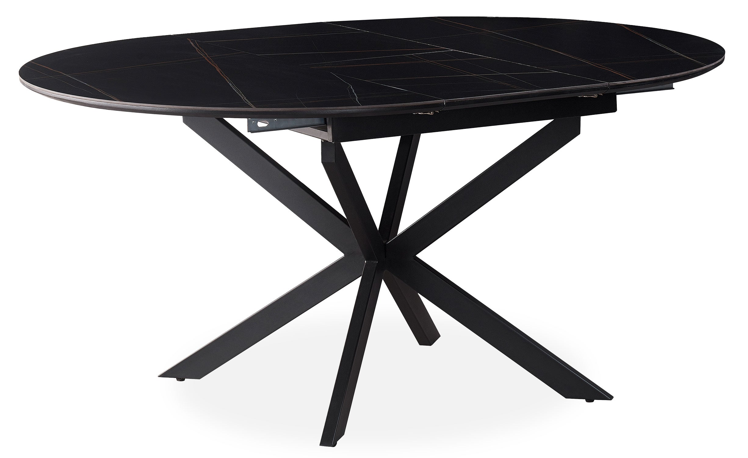 Table extensible Tyrese 160cm pieds en étoile et plateau Céramique Noir