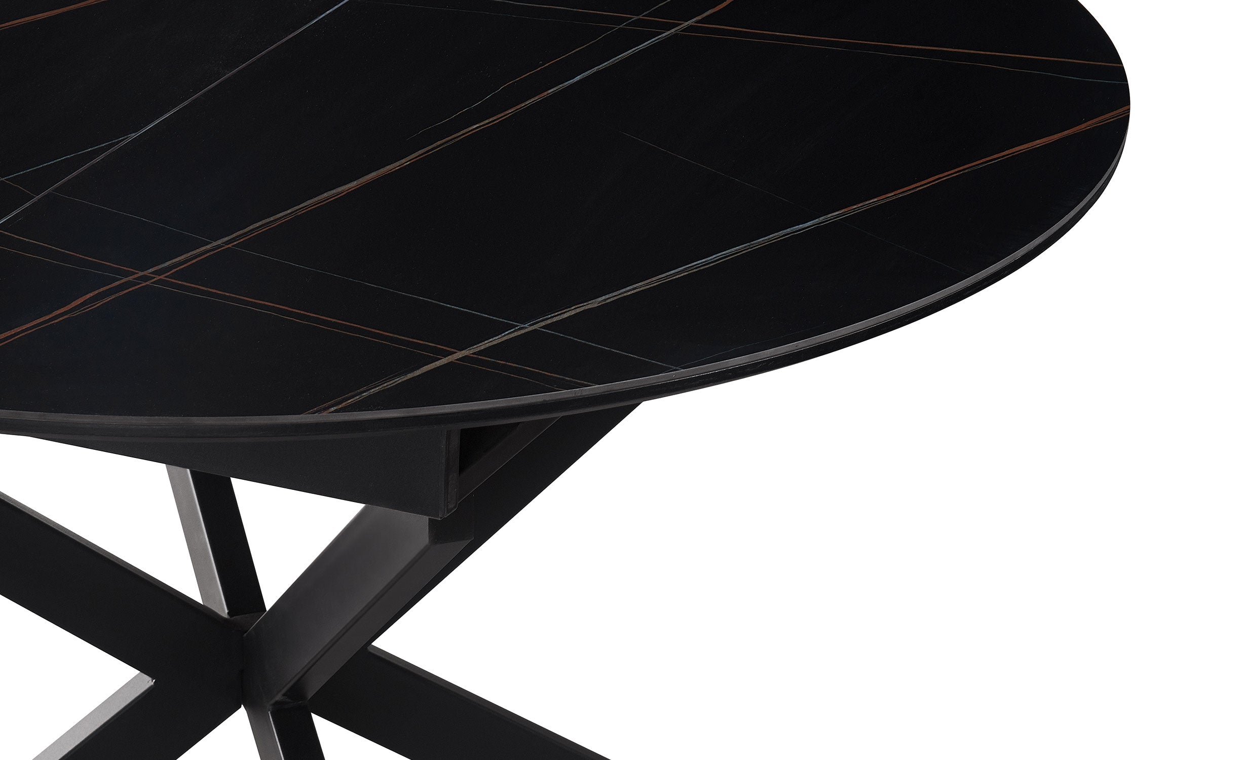 Table extensible Tyrese 160cm pieds en étoile et plateau Céramique Noir