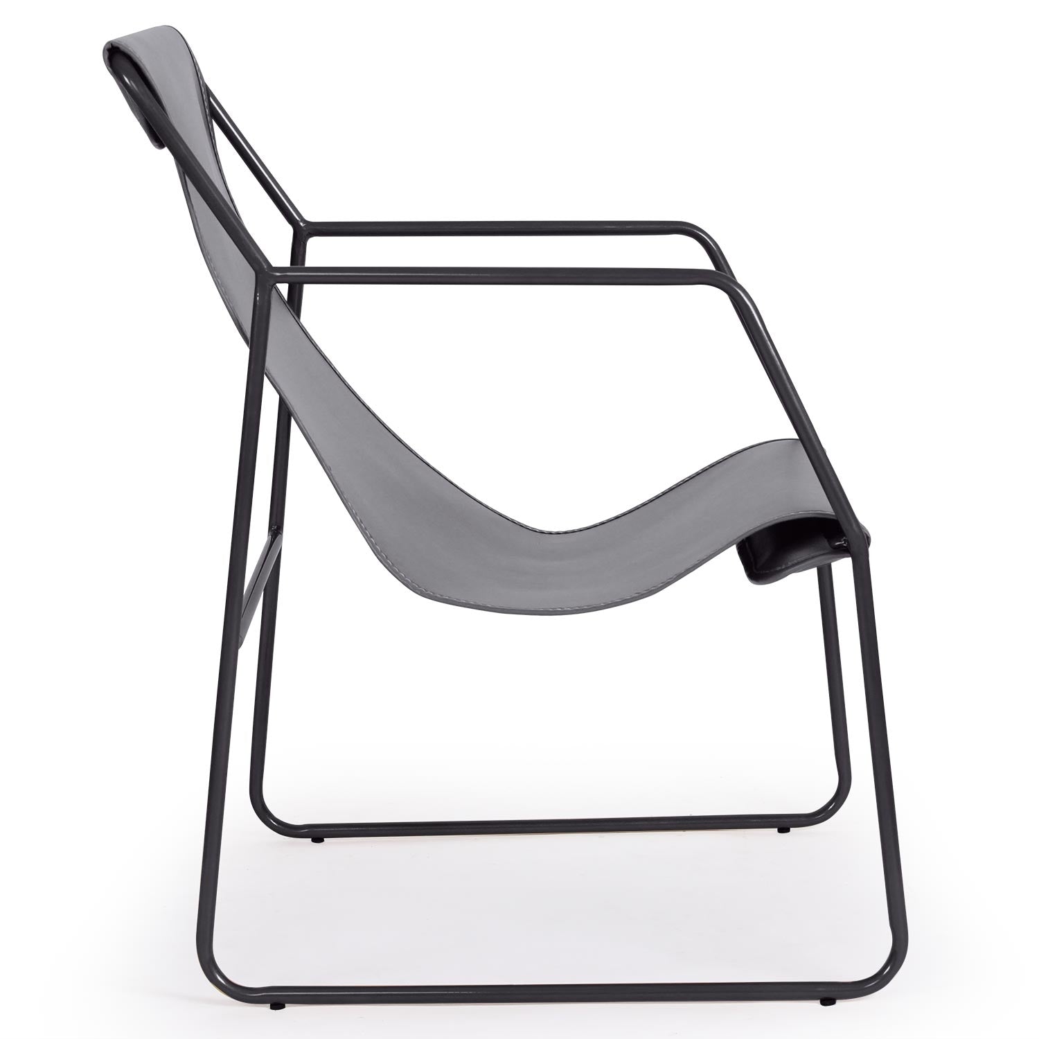 Fauteuil Ulysse Métal Noir et Simili Gris
