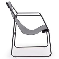 Fauteuil Ulysse Métal Noir et Simili Gris