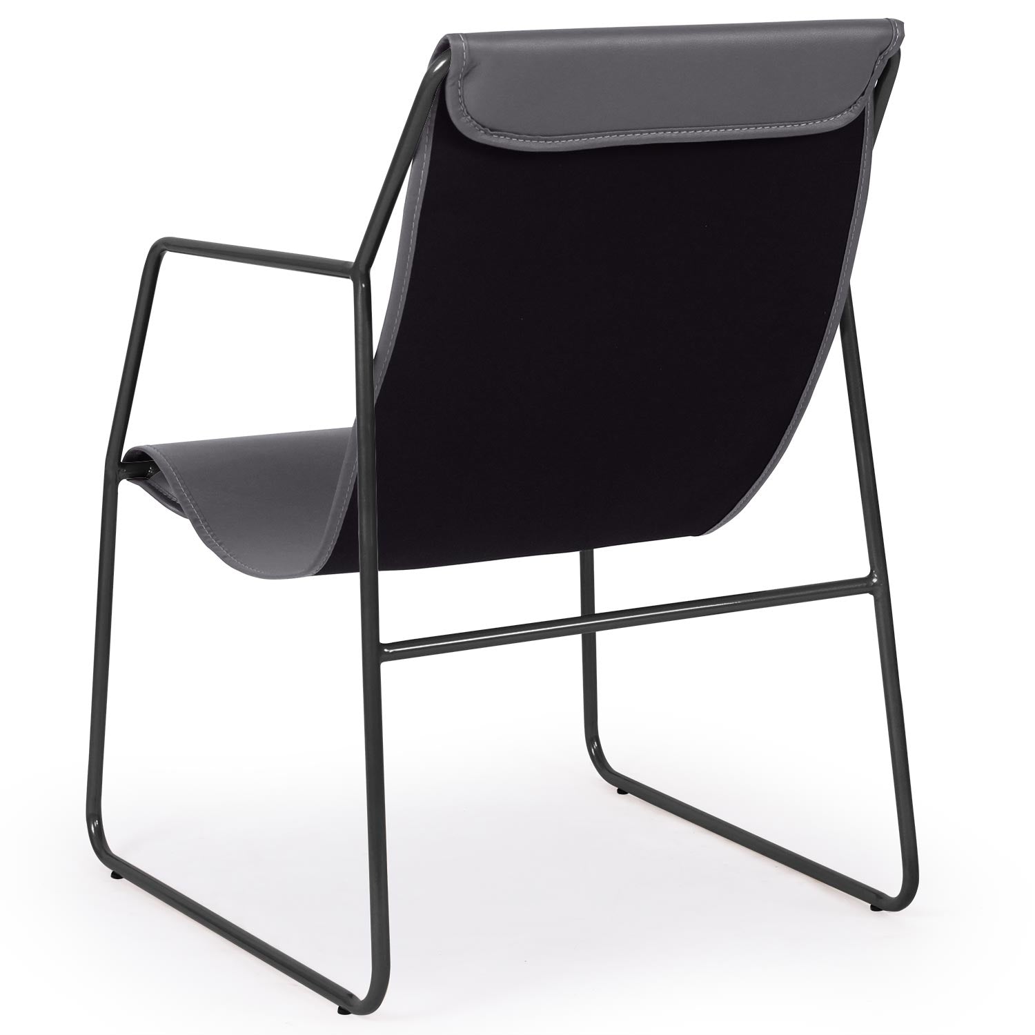 Fauteuil Ulysse Métal Noir et Simili Gris