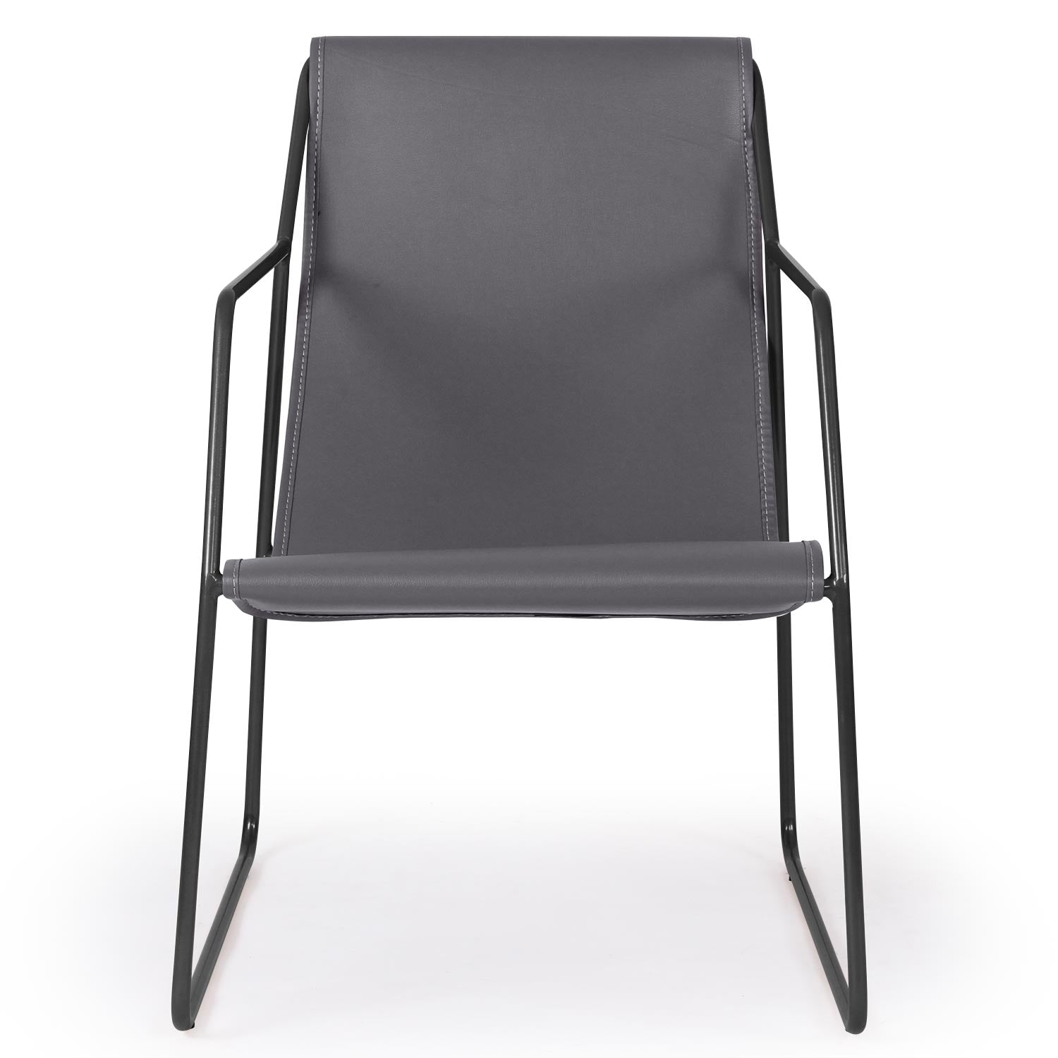 Fauteuil Ulysse Métal Noir et Simili Gris
