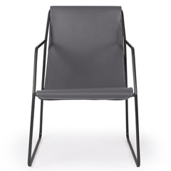 Fauteuil Ulysse Métal Noir et Simili Gris