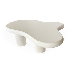 Table basse Capelma courbes organiques 69x100cm blanc texturé
