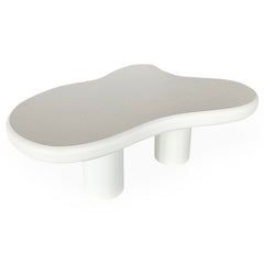 Table basse Capelma courbes organiques 69x100cm blanc texturé