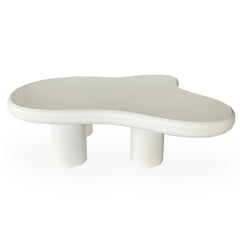 Table basse Capelma courbes organiques 69x100cm blanc texturé