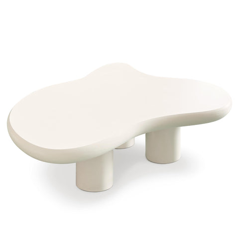 Table basse forme courbes naturelles Valdo 69x100cm Crème