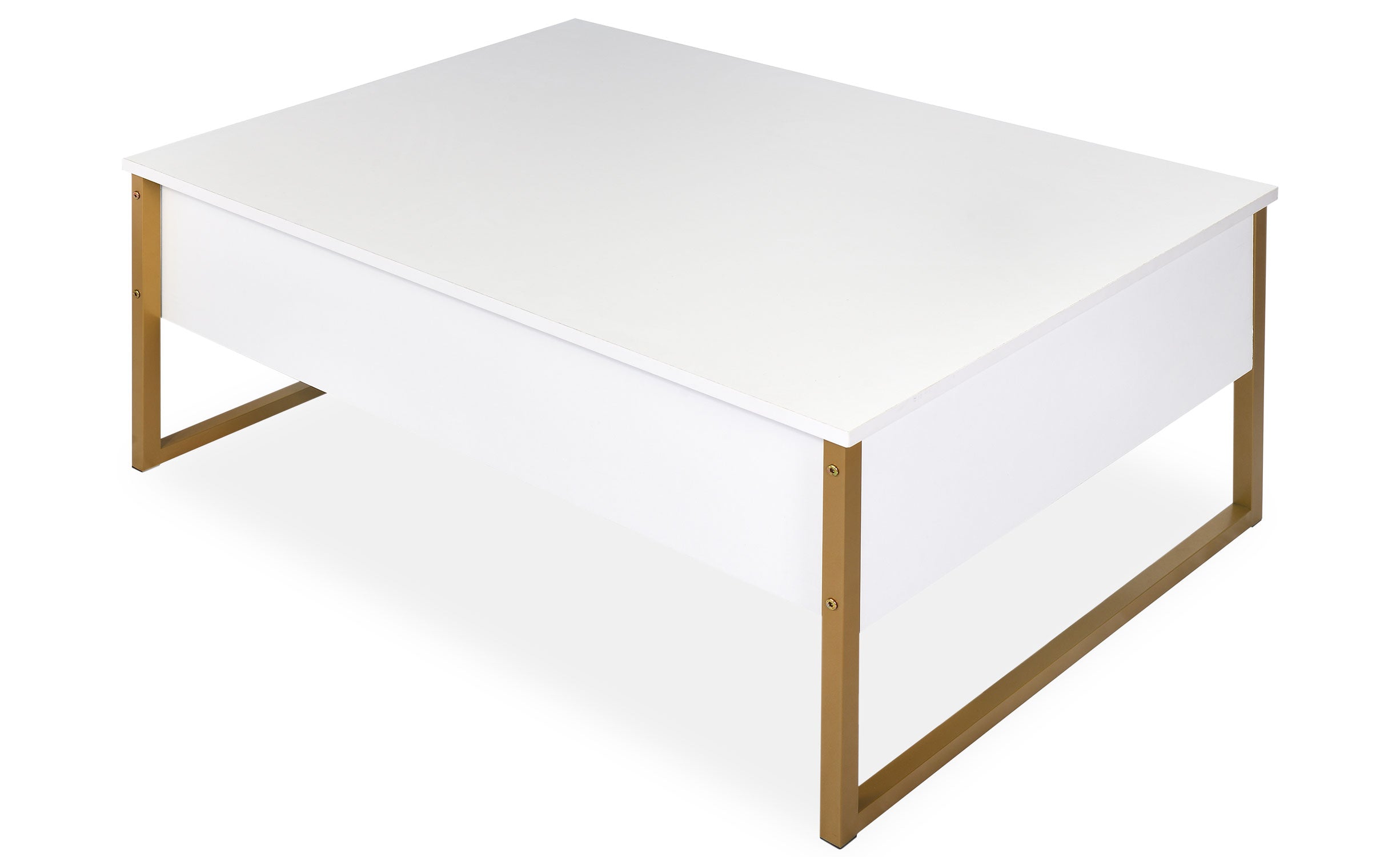 Table basse moderne Valmain 60x90cm Blanc et Métal Or