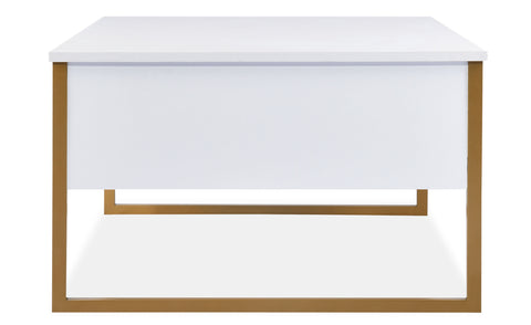 Table basse moderne Valmain 60x90cm Blanc et Métal Or