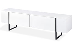 Meuble TV avec 2 portes Biwa 180 cm blanc et métal noir