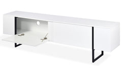 Meuble TV avec 2 portes Biwa 180 cm blanc et métal noir