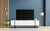 Meuble TV avec 2 portes, 180 cm, blanc et métal noir