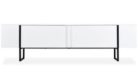 Meuble TV avec 2 portes Biwa 180 cm blanc et métal noir