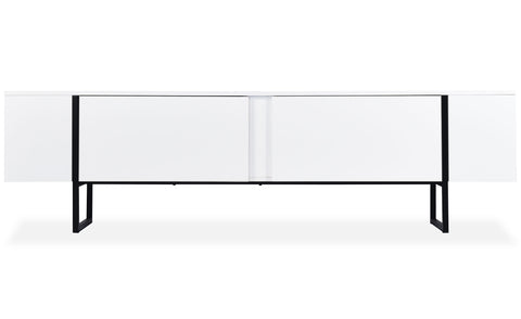 Meuble TV avec 2 portes Biwa 180 cm blanc et métal noir