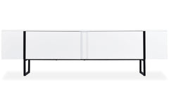 Meuble TV avec 2 portes Biwa 180 cm blanc et métal noir