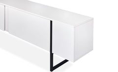 Meuble TV avec 2 portes Biwa 180 cm blanc et métal noir