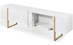 Meuble TV Biwa avec portes L180cm blanc et métal or