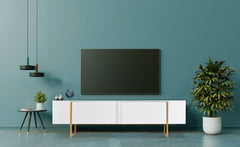 Meuble TV Biwa avec portes L180cm blanc et métal or