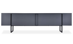 Meuble TV Biwa avec 2 portes en gris foncé et métal noir L180cm