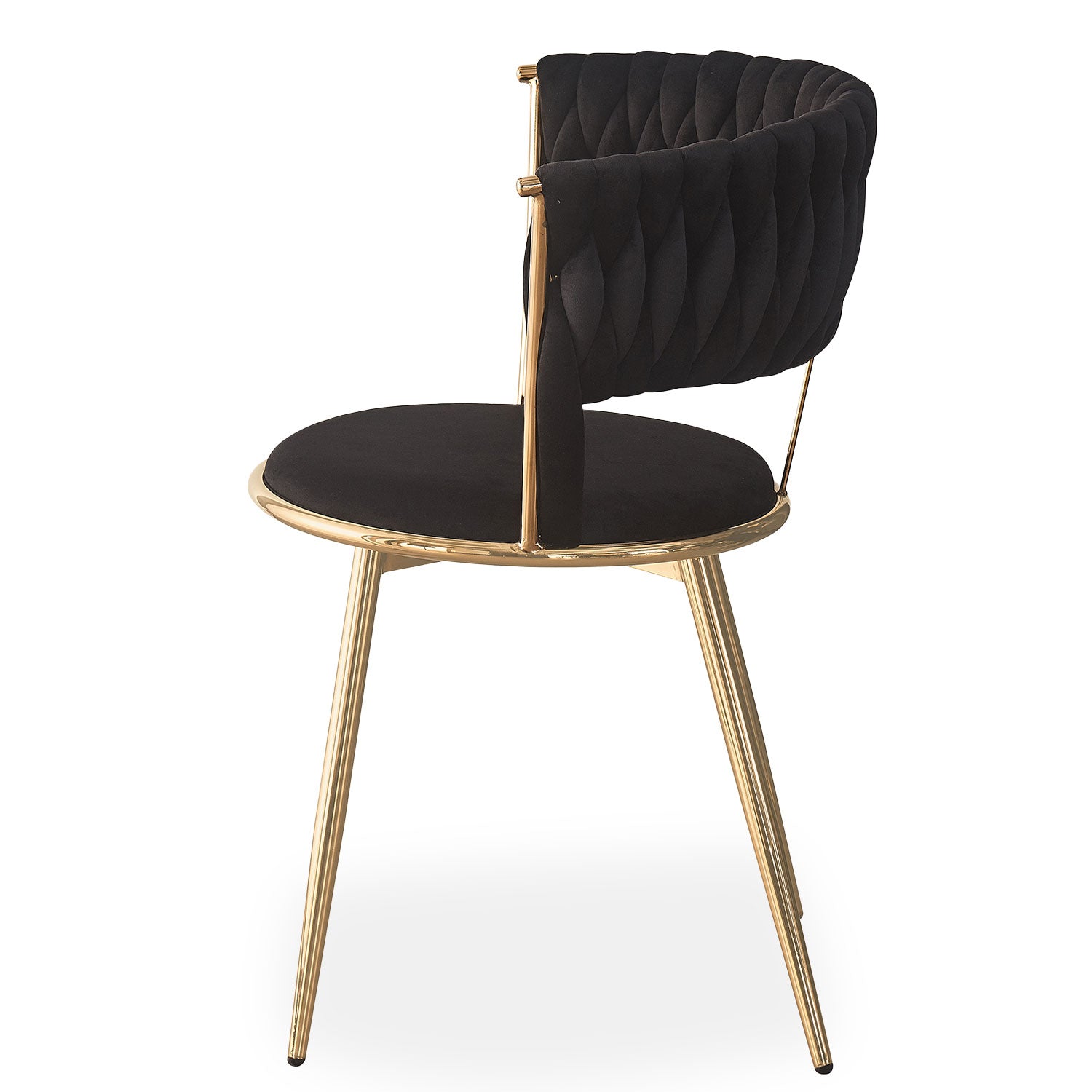 Lot de 2 chaises design au dossier arrondi style maillage Varadian Velours Noir et Métal Or