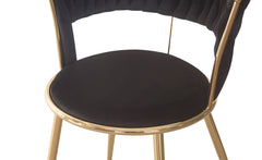 Lot de 2 chaises design au dossier arrondi style maillage Varadian Velours Noir et Métal Or